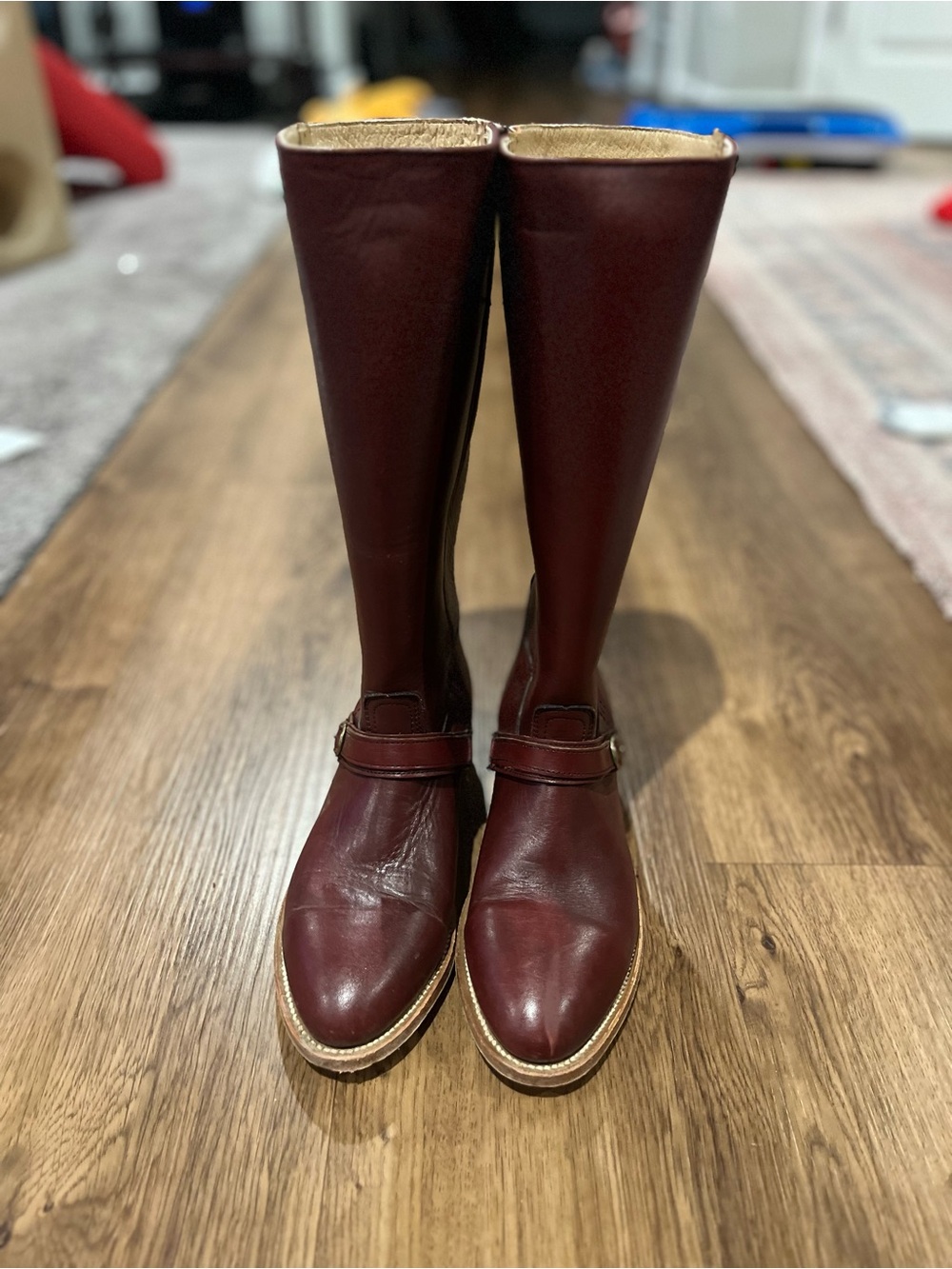 Frye Tall Leather Riding Boots in Burgundy 6.5